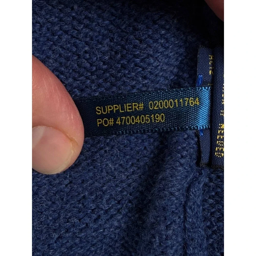 Polo Ralph Lauren Men's XXL Navy Blue 1/4 Zip Cotton Knit Sweater Pony Logo